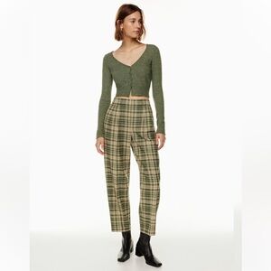 Aritzia Wilfred High Waisted Wool Blend Plaid Carnaby Carrot Ankle Pants Size 0